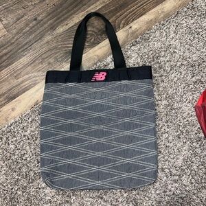 New Balance Gray Quilted Tote with Pink Logo Accent